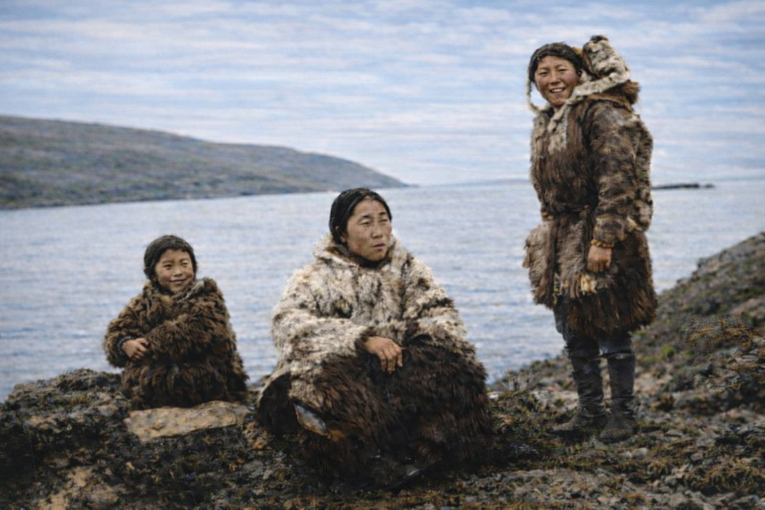 Bering Strait, where the Natives cross it in canoes.