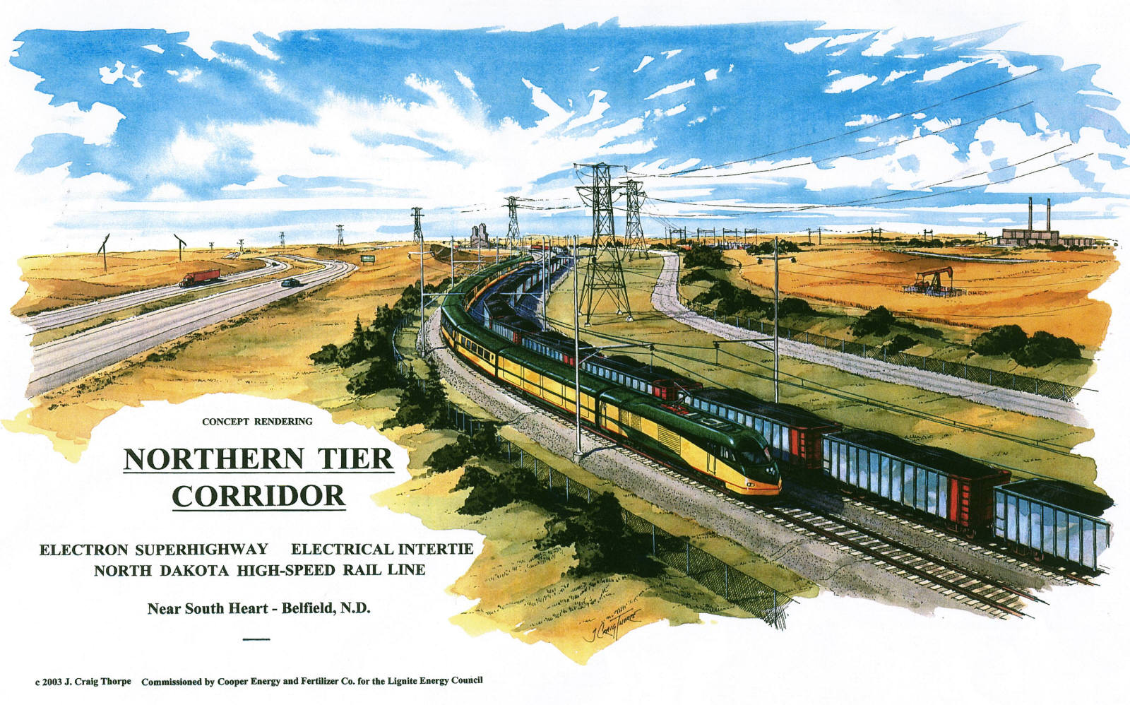 Northern Tier high-speed rail Corridor near South Heart in Belfield, North Dakota